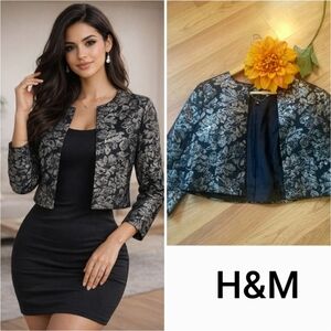 H&M Short Open Metalic Blazer 🖤🩶🖤🖤